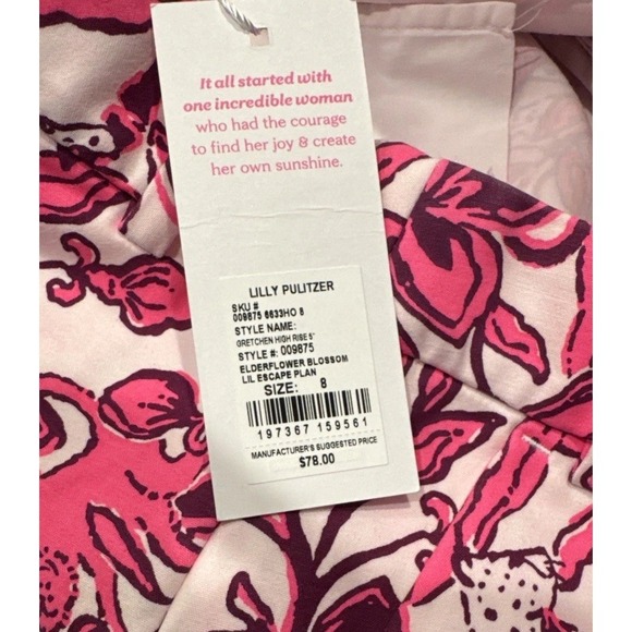 Lilly Pulitzer Gretchen High Rise Shorts Size 8 Elderflower Blossom Lil Escape - Picture 8 of 9